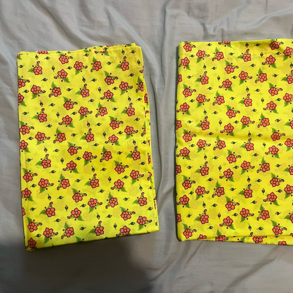Homemade pillowcases in fluorescent color